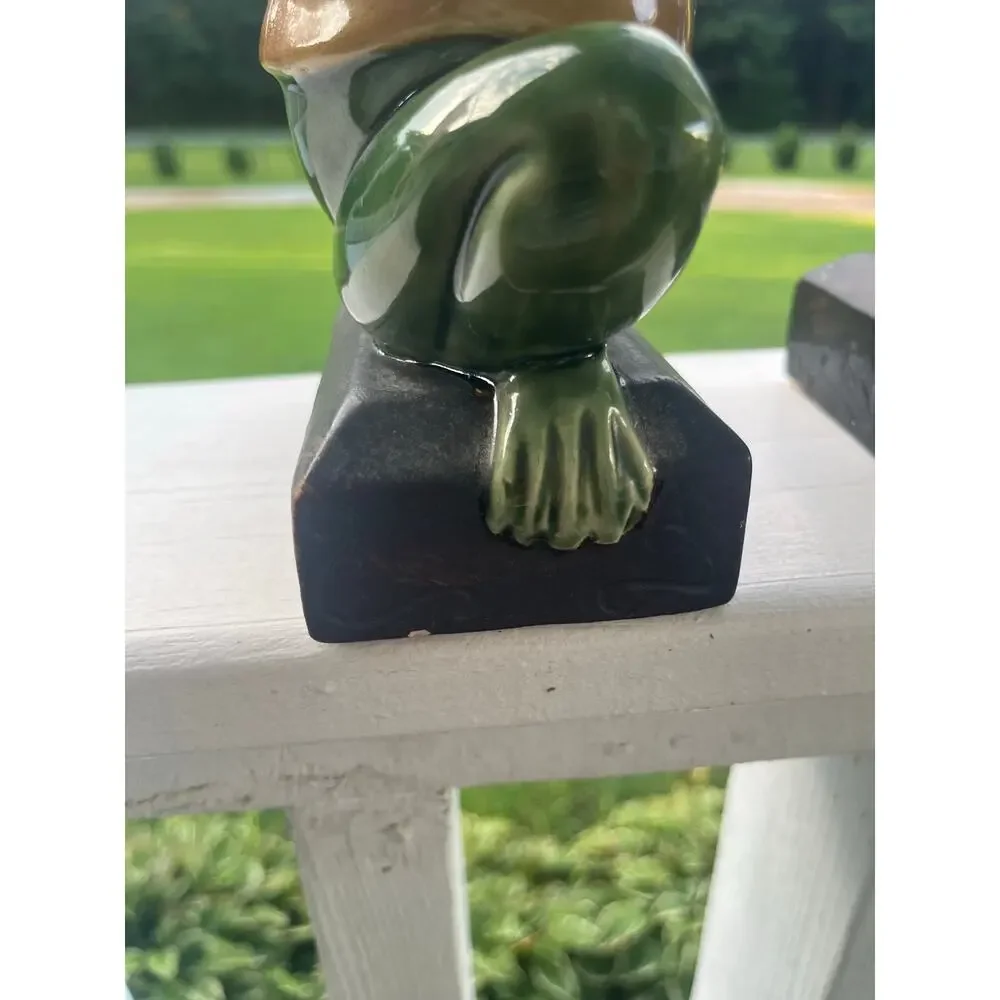 Vintage Ceramic Frog Candle Holder Pair